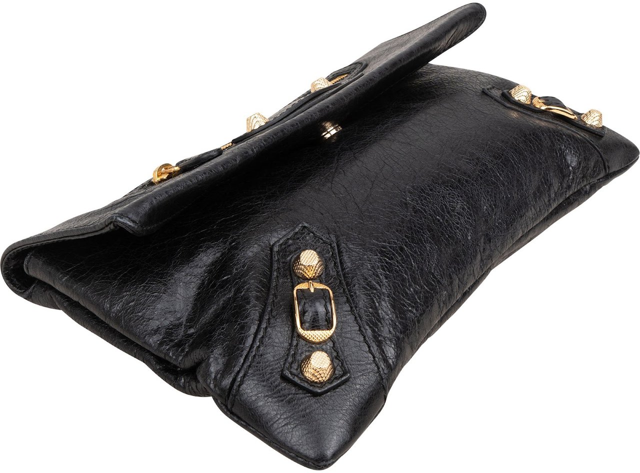 Balenciaga Balenciaga Black Leather City Clutch Bag Zwart