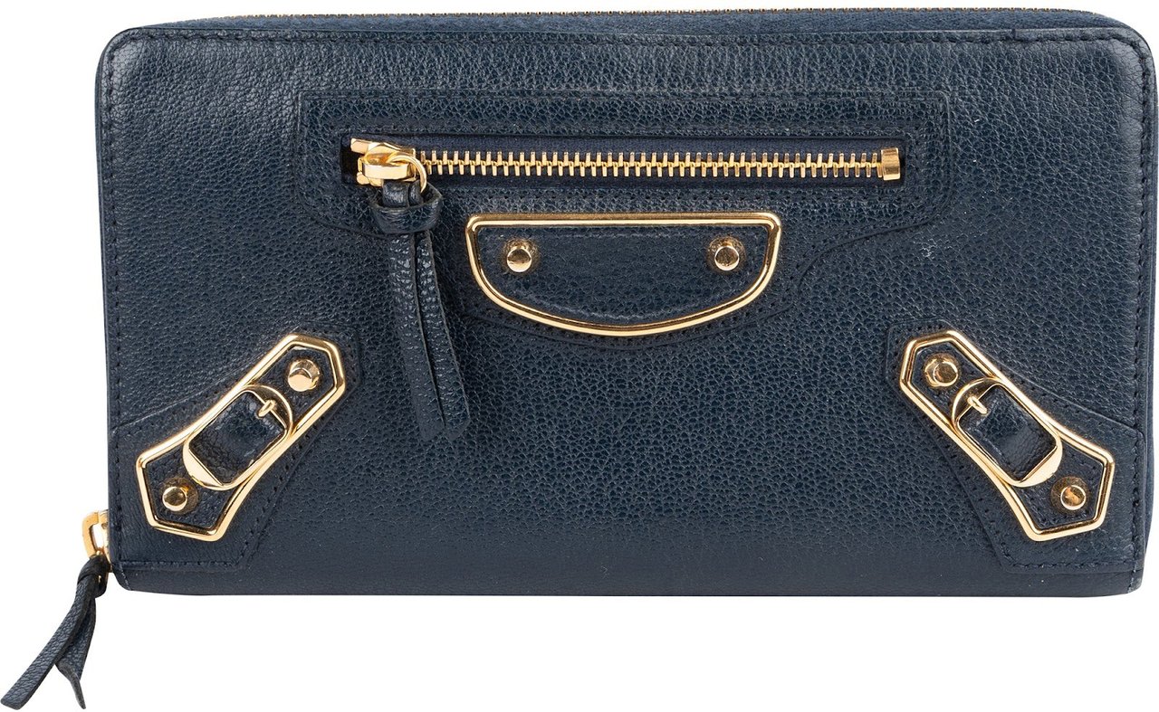 Balenciaga Classic Blue Continental City Zip Around Wallet Blauw