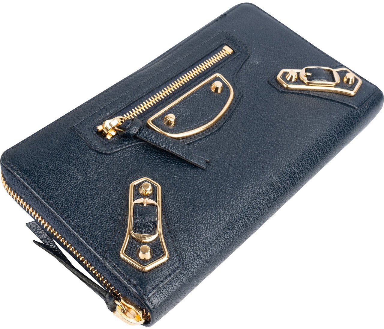 Balenciaga Classic Blue Continental City Zip Around Wallet Blauw