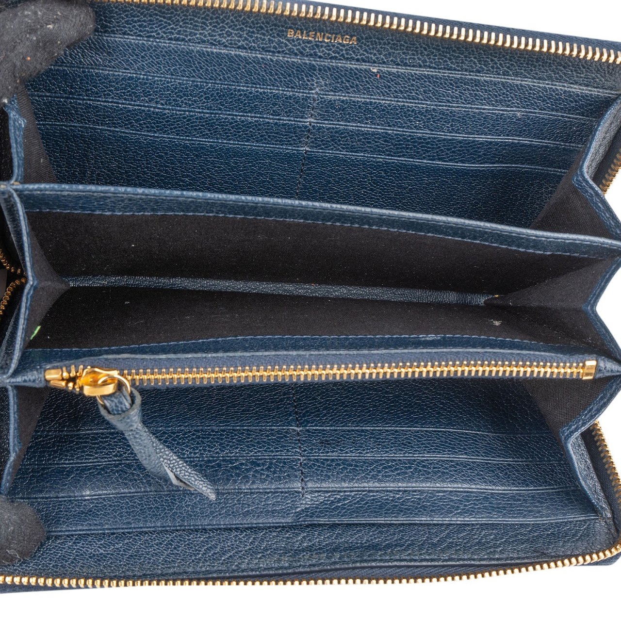 Balenciaga Classic Blue Continental City Zip Around Wallet Blauw