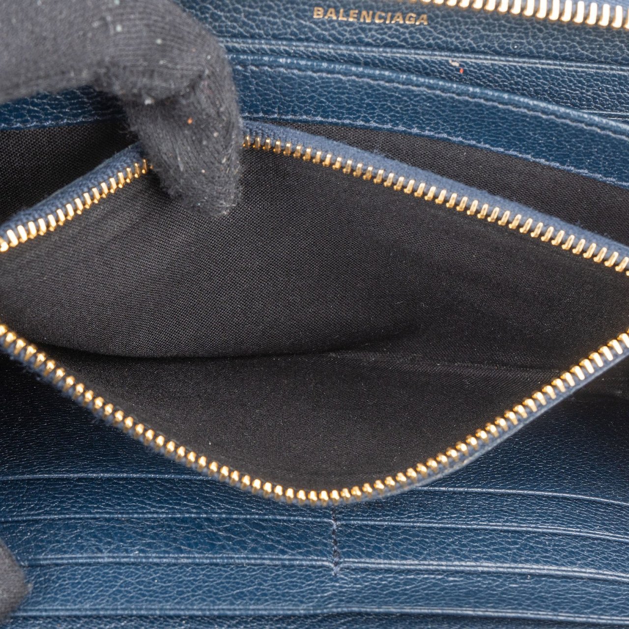 Balenciaga Classic Blue Continental City Zip Around Wallet Blauw