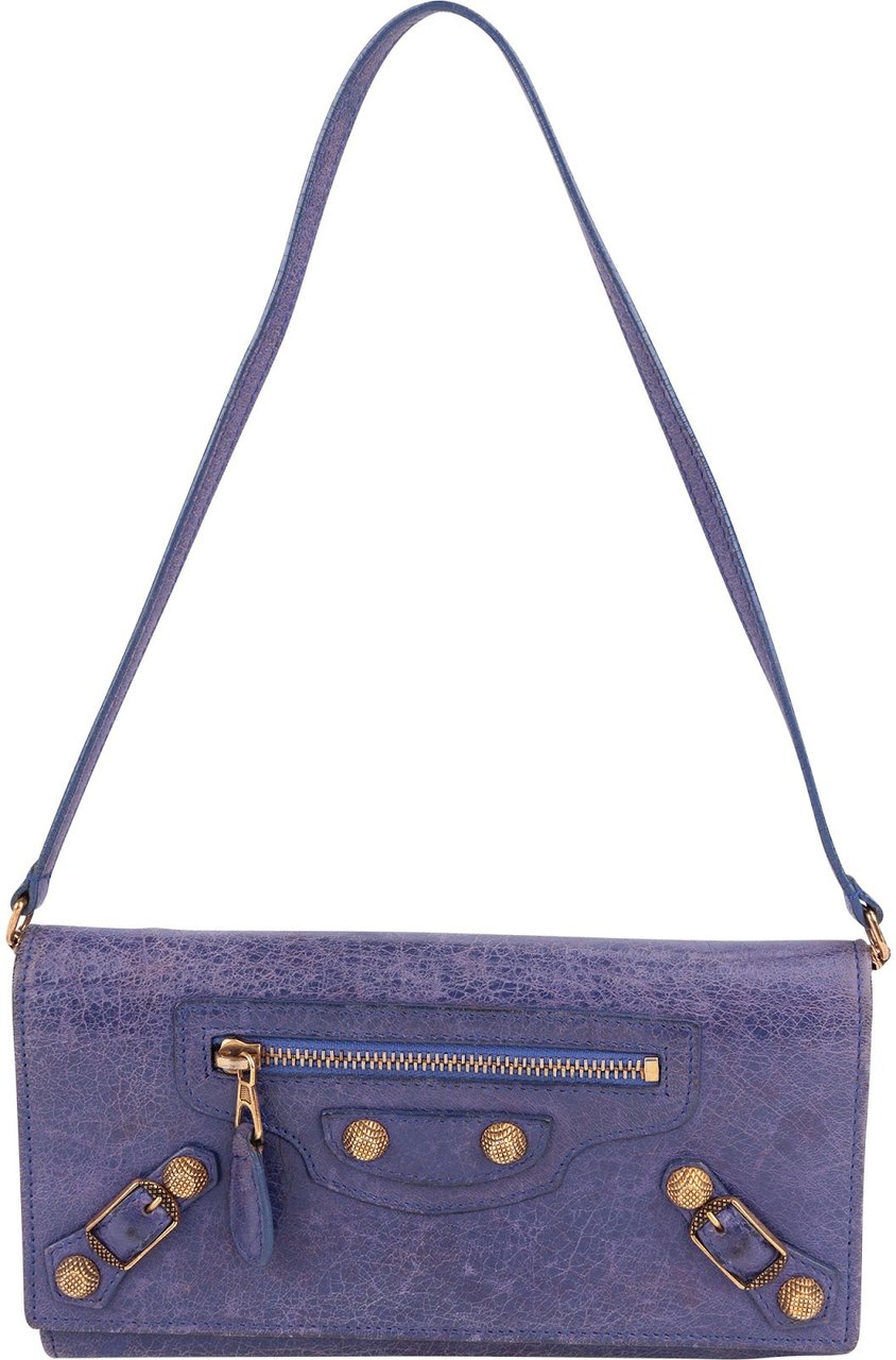 Balenciaga Balenciaga Purple Lether City Wallet on Strap Shoulder Bag Paars