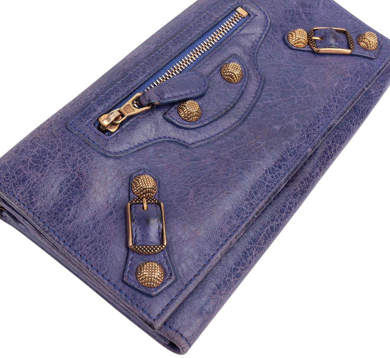 Balenciaga Balenciaga Purple Lether City Wallet on Strap Shoulder Bag Paars