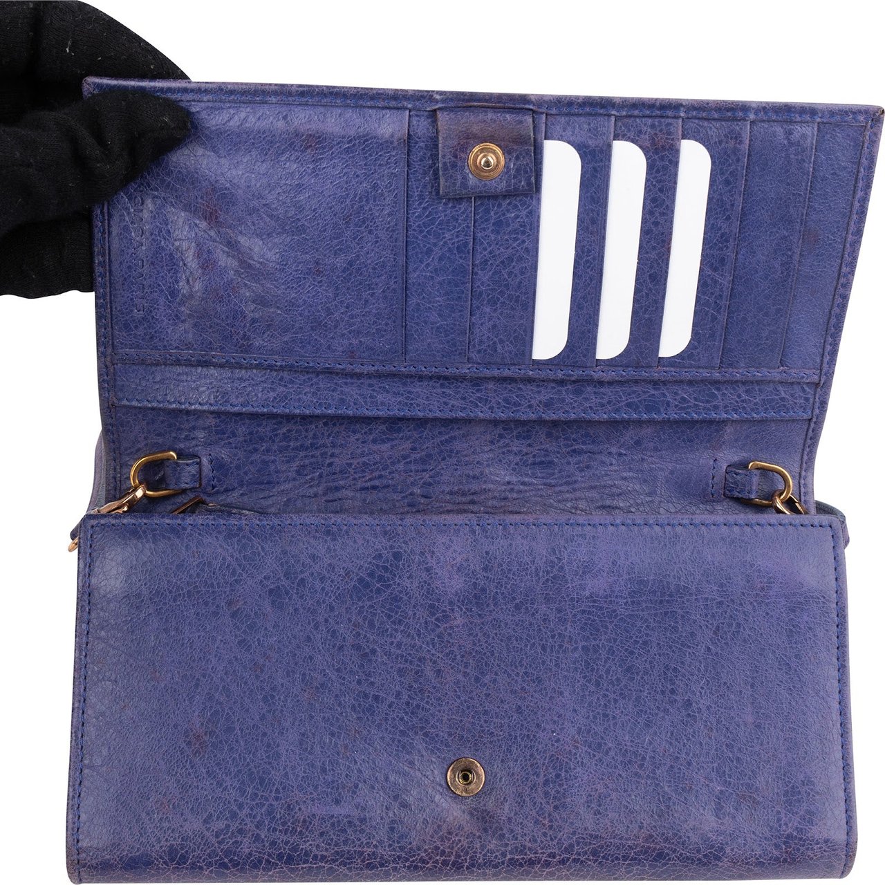 Balenciaga Balenciaga Purple Lether City Wallet on Strap Shoulder Bag Paars