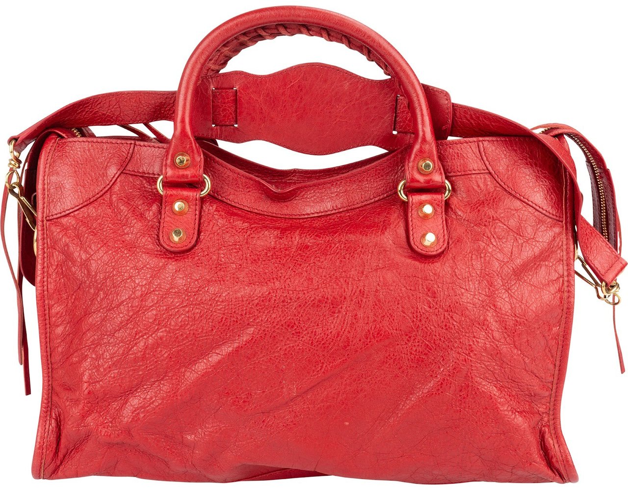 Balenciaga Balenciaga Red Leather City Handbag Rood
