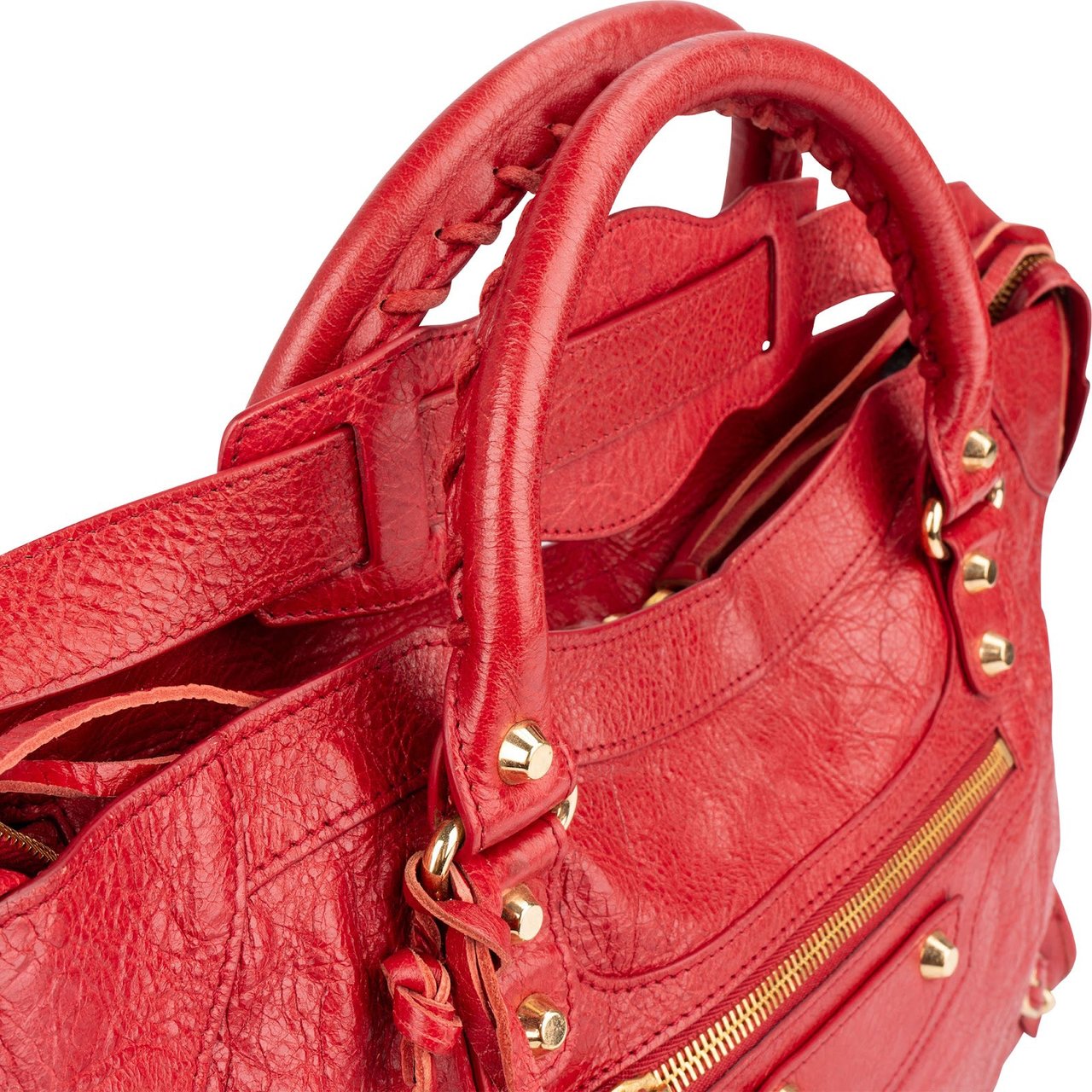 Balenciaga Balenciaga Red Leather City Handbag Rood