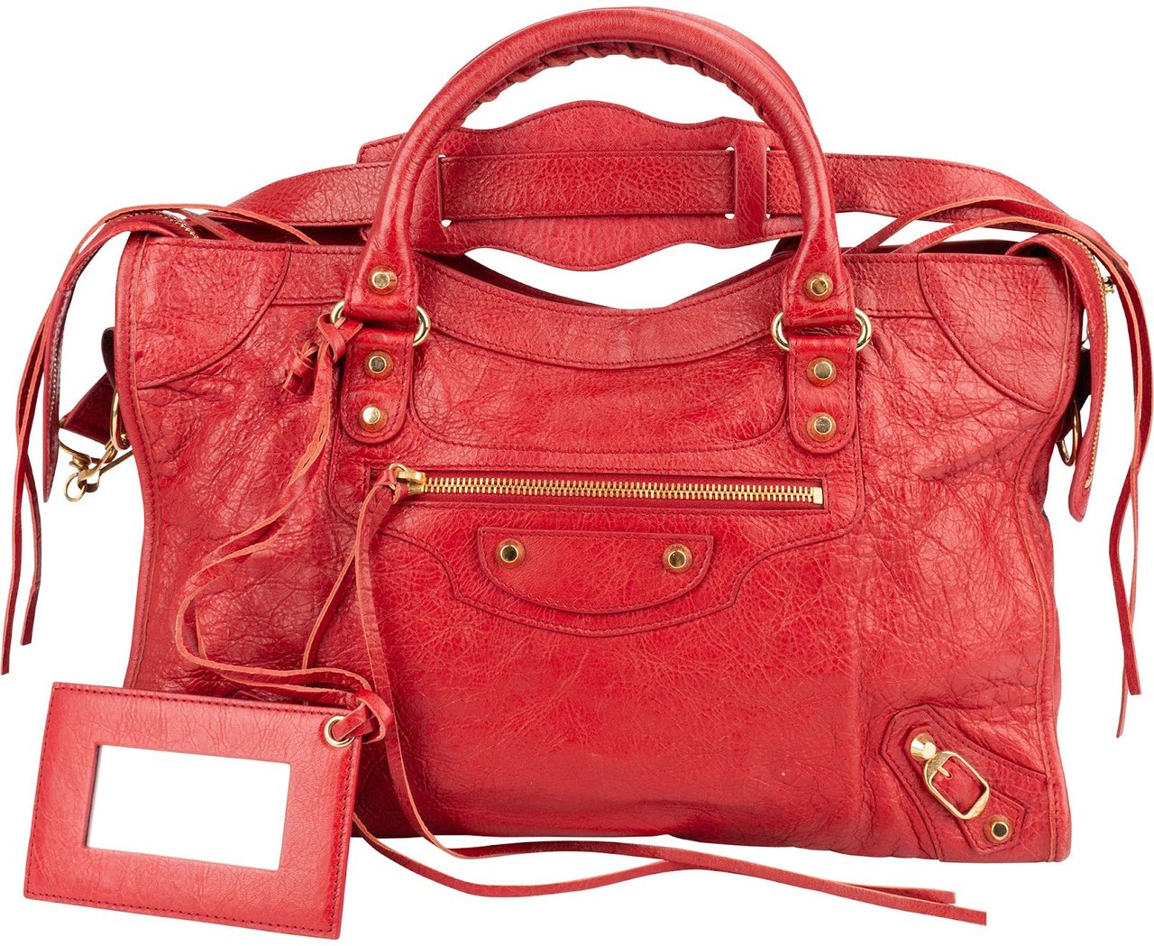 Balenciaga Balenciaga Red Leather City Handbag Rood