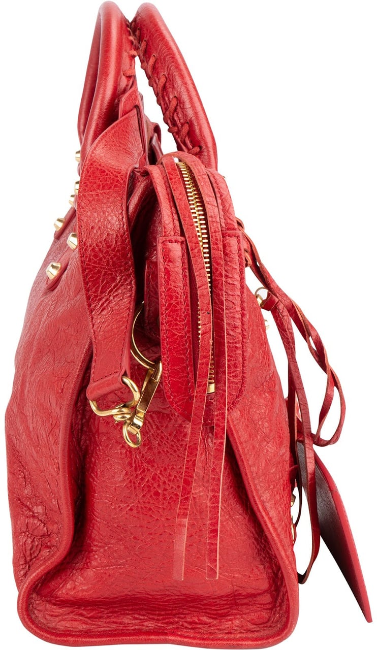 Balenciaga Balenciaga Red Leather City Handbag Rood