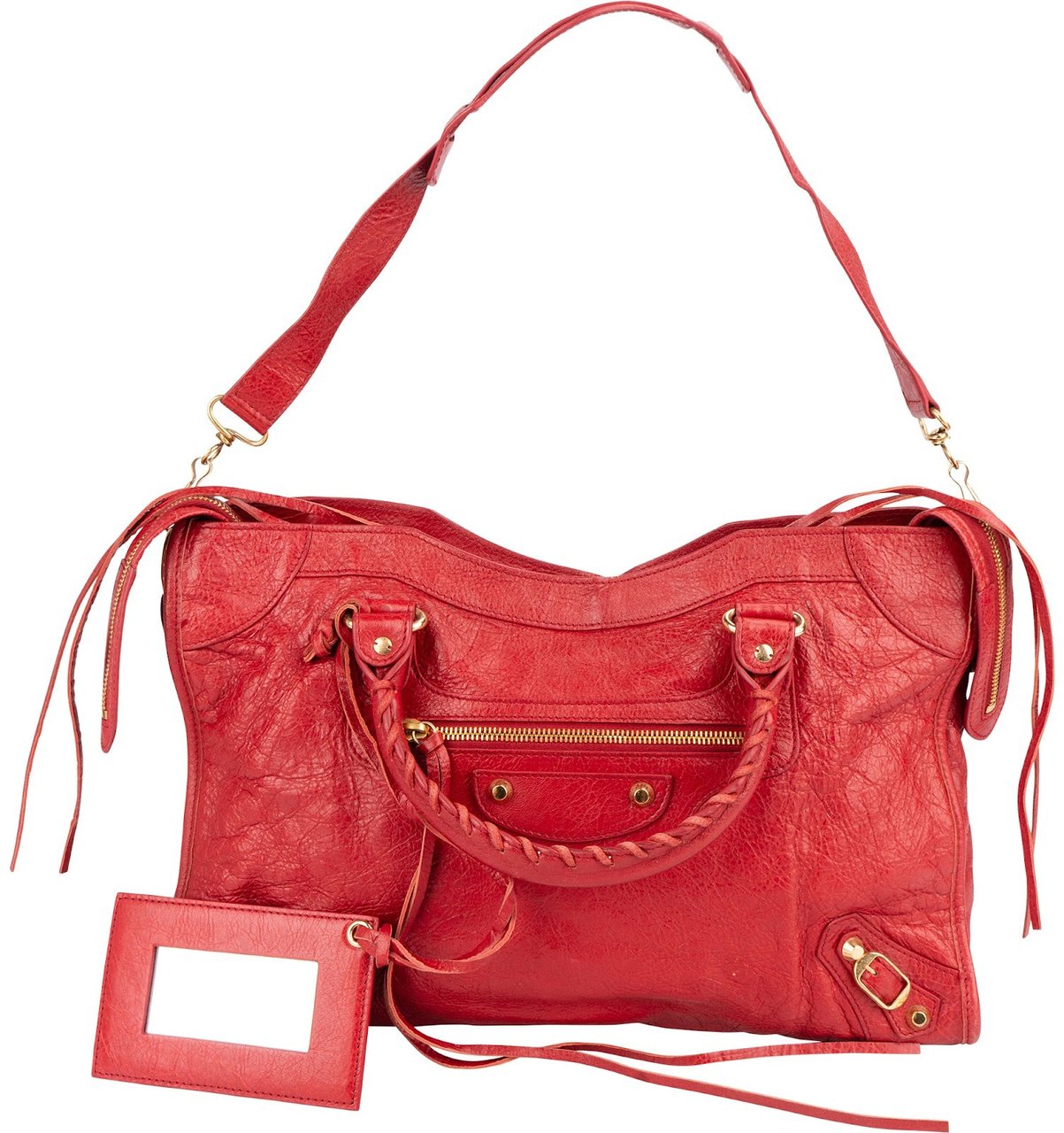 Balenciaga Balenciaga Red Leather City Handbag Rood