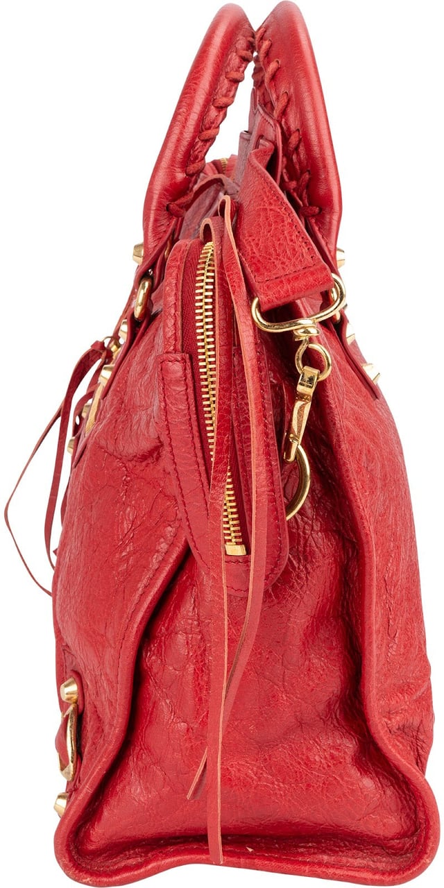 Balenciaga Balenciaga Red Leather City Handbag Rood