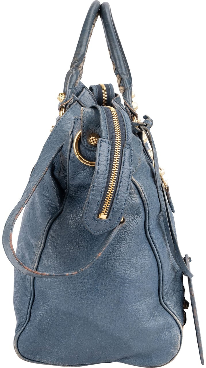 Balenciaga Blue Leather City Handbag Blauw