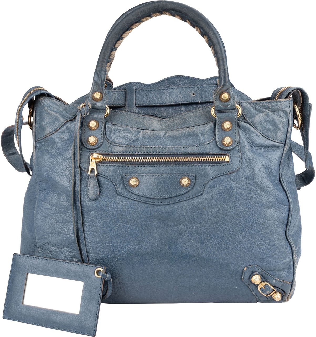 Balenciaga Blue Leather City Handbag Blauw