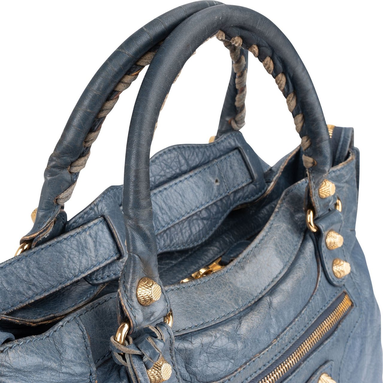Balenciaga Blue Leather City Handbag Blauw
