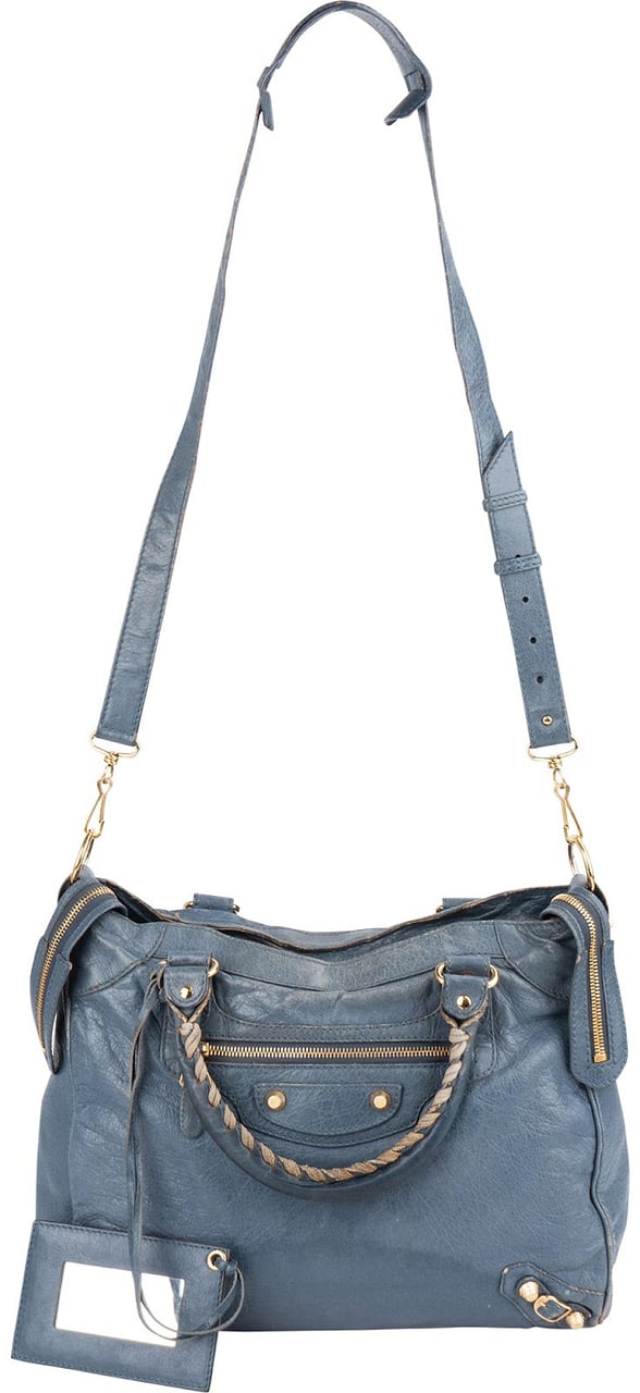 Balenciaga Blue Leather City Handbag Blauw