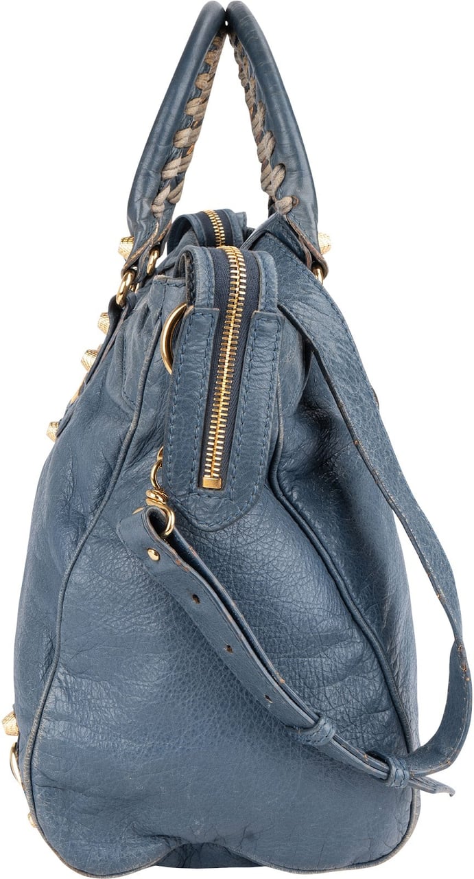 Balenciaga Blue Leather City Handbag Blauw