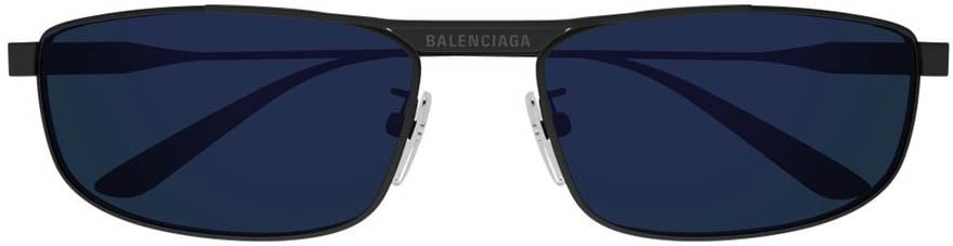 Balenciaga Bb0451S Tag 3.0 Linea Everyday Matte Gray Metal Rectangular Sunglasses Zwart