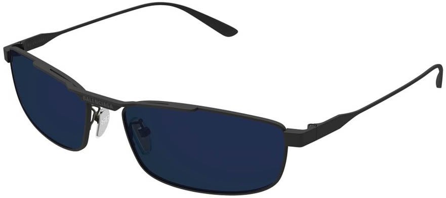 Balenciaga Bb0451S Tag 3.0 Linea Everyday Matte Gray Metal Rectangular Sunglasses Zwart