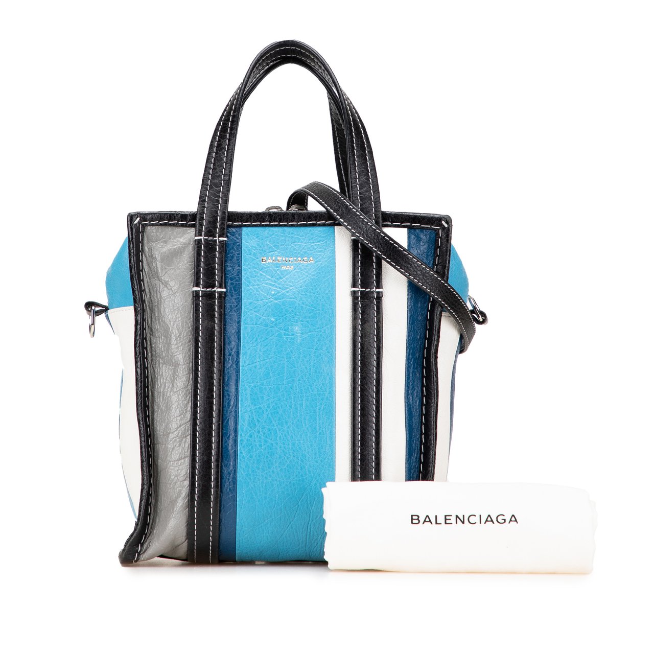 Balenciaga XS Lambskin Bazar Shopper Satchel Blauw