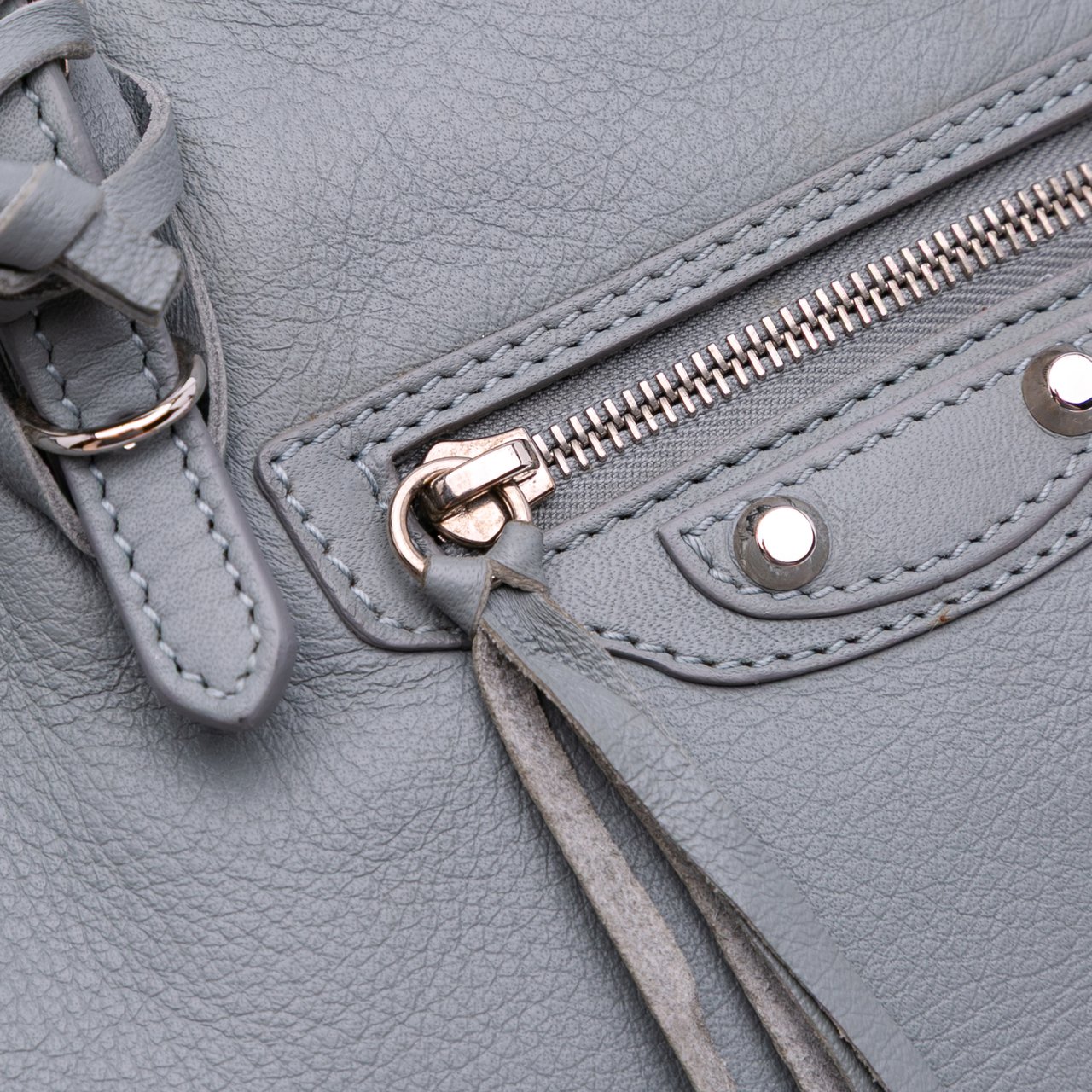 Balenciaga Mini Leather Papier A4 Zip Around Satchel Grijs