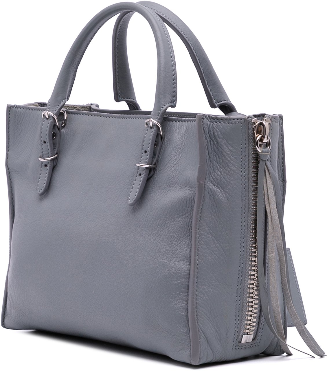 Balenciaga Mini Leather Papier A4 Zip Around Satchel Grijs
