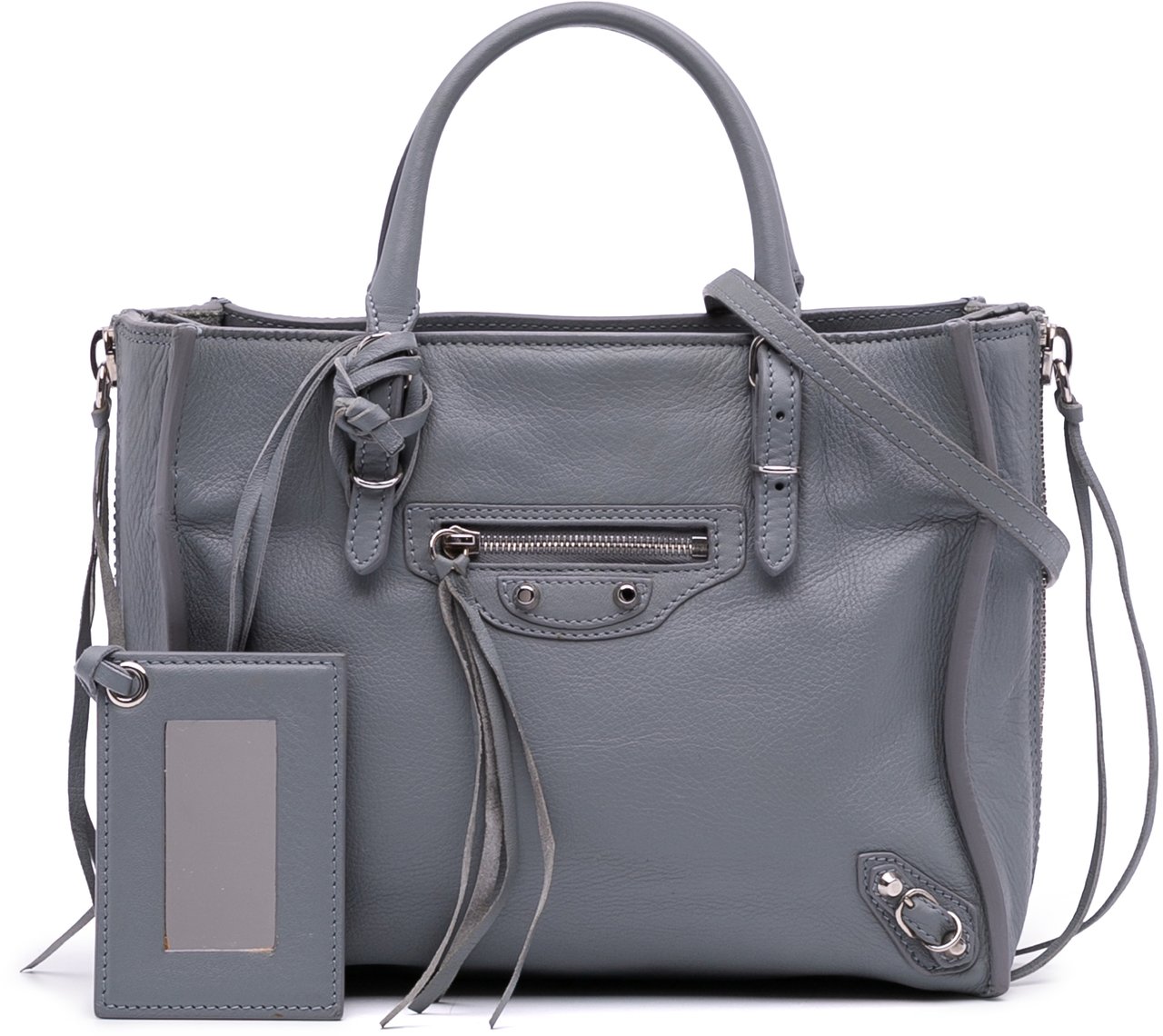 Balenciaga Mini Leather Papier A4 Zip Around Satchel Grijs