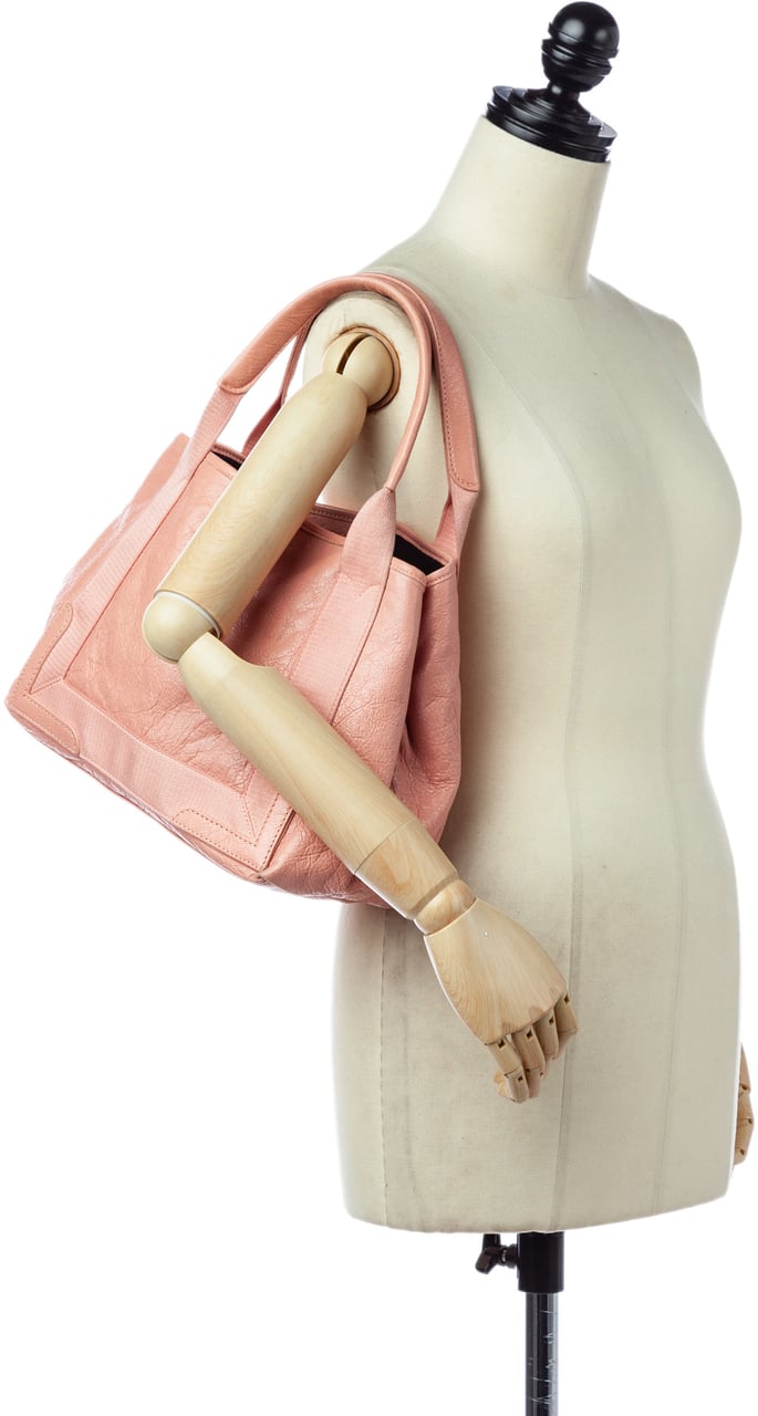Balenciaga Navy Cabas S Leather Tote Bag Roze