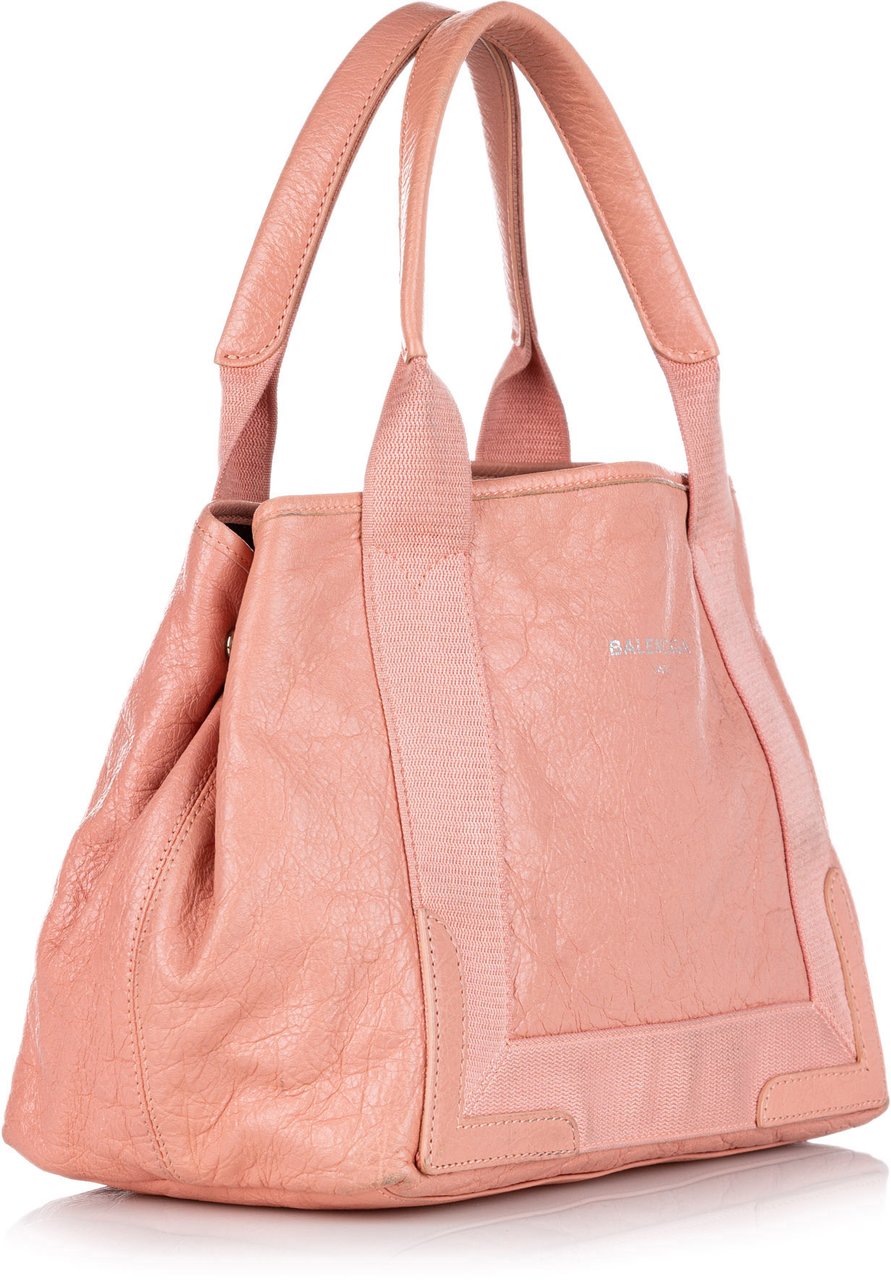 Balenciaga Navy Cabas S Leather Tote Bag Roze