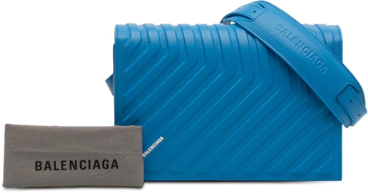 Balenciaga Grained Calfskin Car Flap Crossbody Blauw