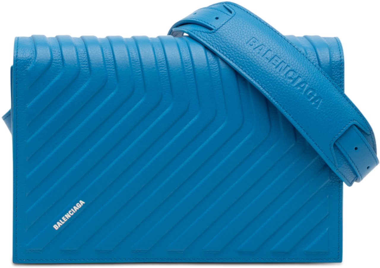 Balenciaga Grained Calfskin Car Flap Crossbody Blauw