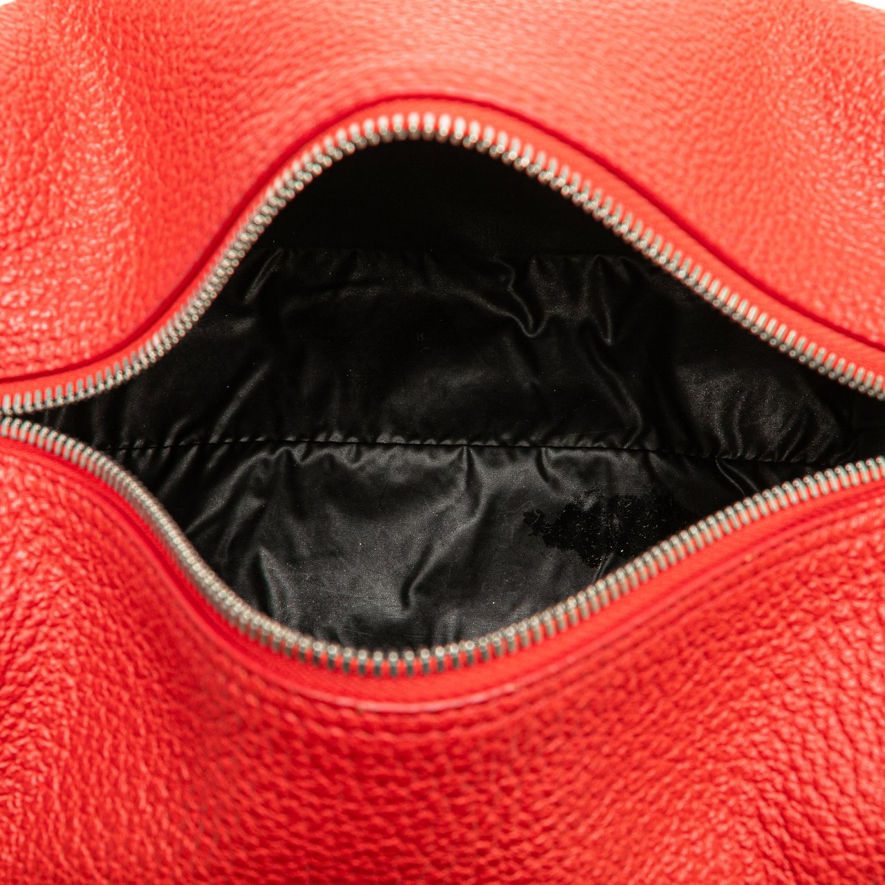 Balenciaga Leather Motocross Classic Toiletry Pouch Rood