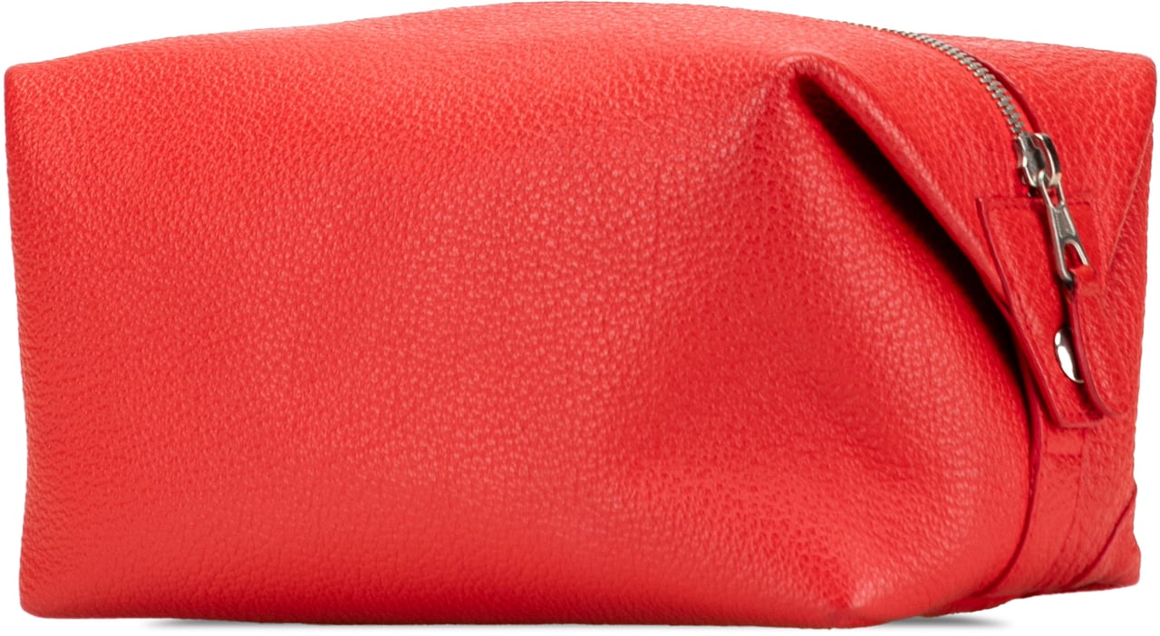 Balenciaga Leather Motocross Classic Toiletry Pouch Rood