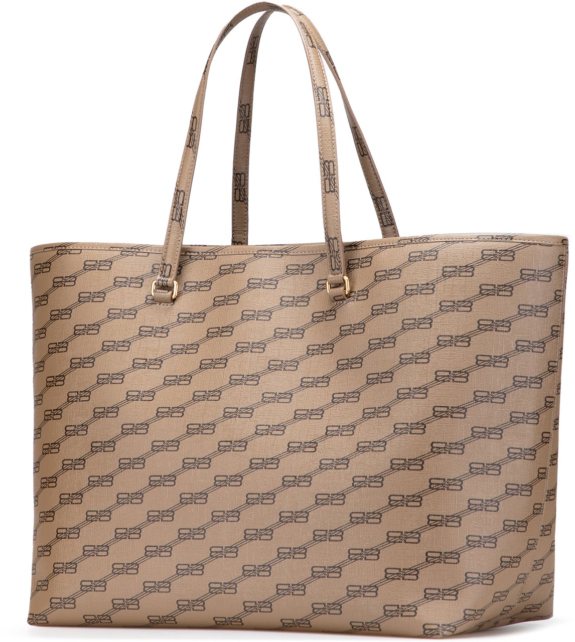 Balenciaga Large BB Monogram Coated Canvas Signature East West Shopper Bag Bruin