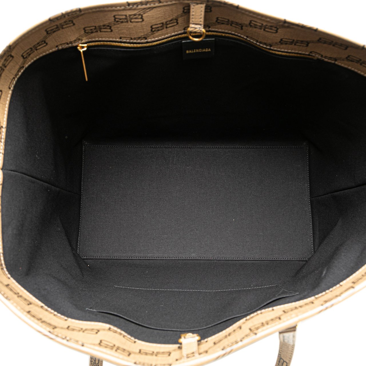 Balenciaga Large BB Monogram Coated Canvas Signature East West Shopper Bag Bruin