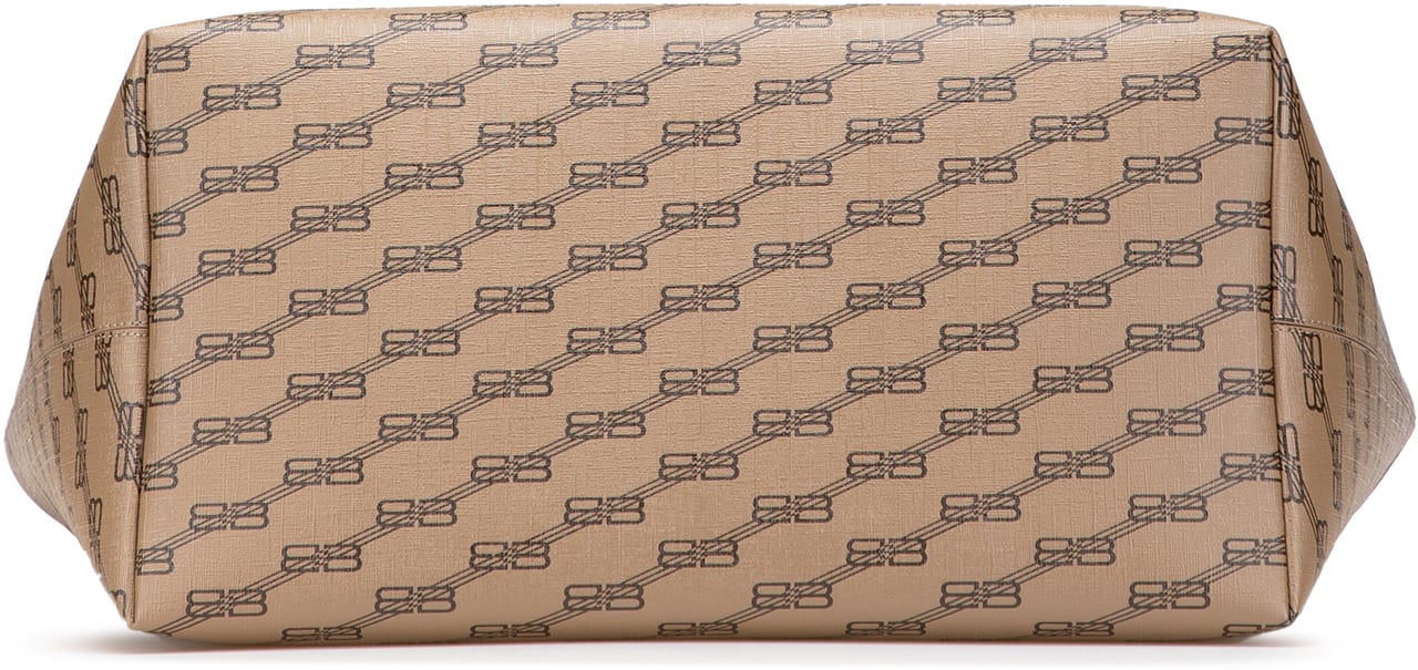 Balenciaga Large BB Monogram Coated Canvas Signature East West Shopper Bag Bruin