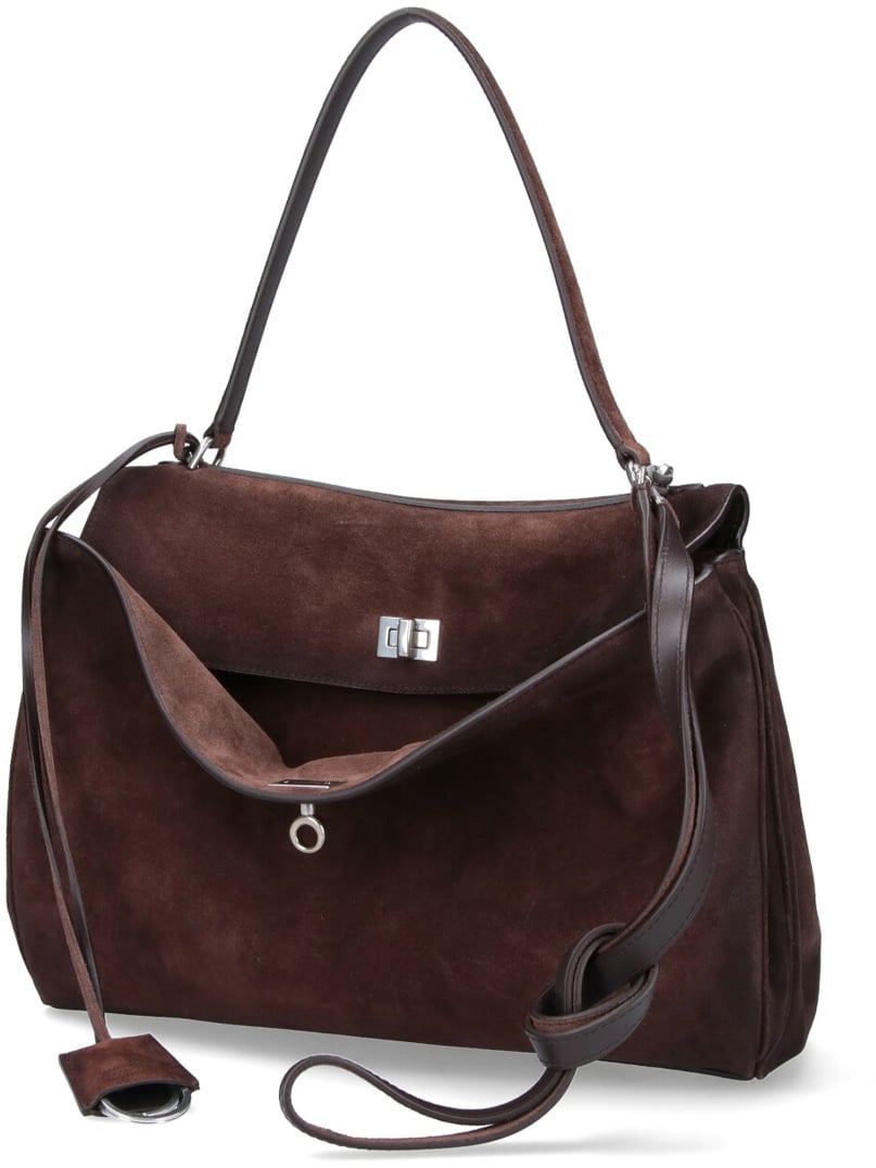 Balenciaga Medium Brown Calf Suede Handbag with Removable Strap Bruin