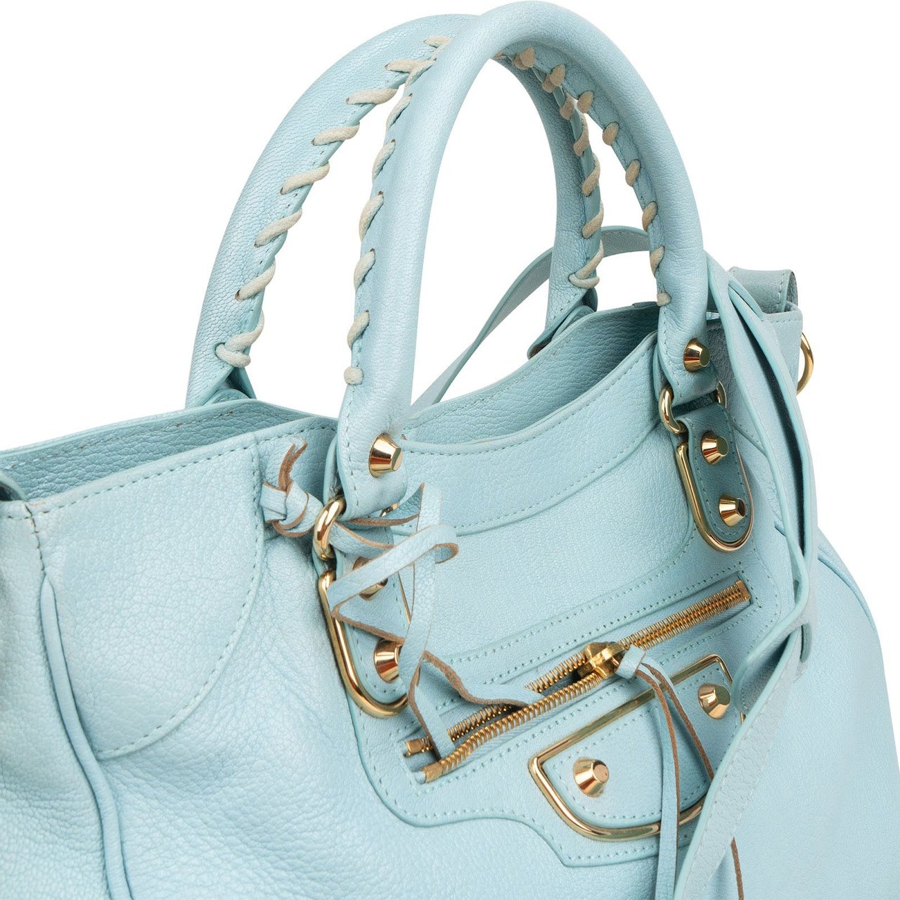 Balenciaga Blue Leather City Handbag Lichtblauw