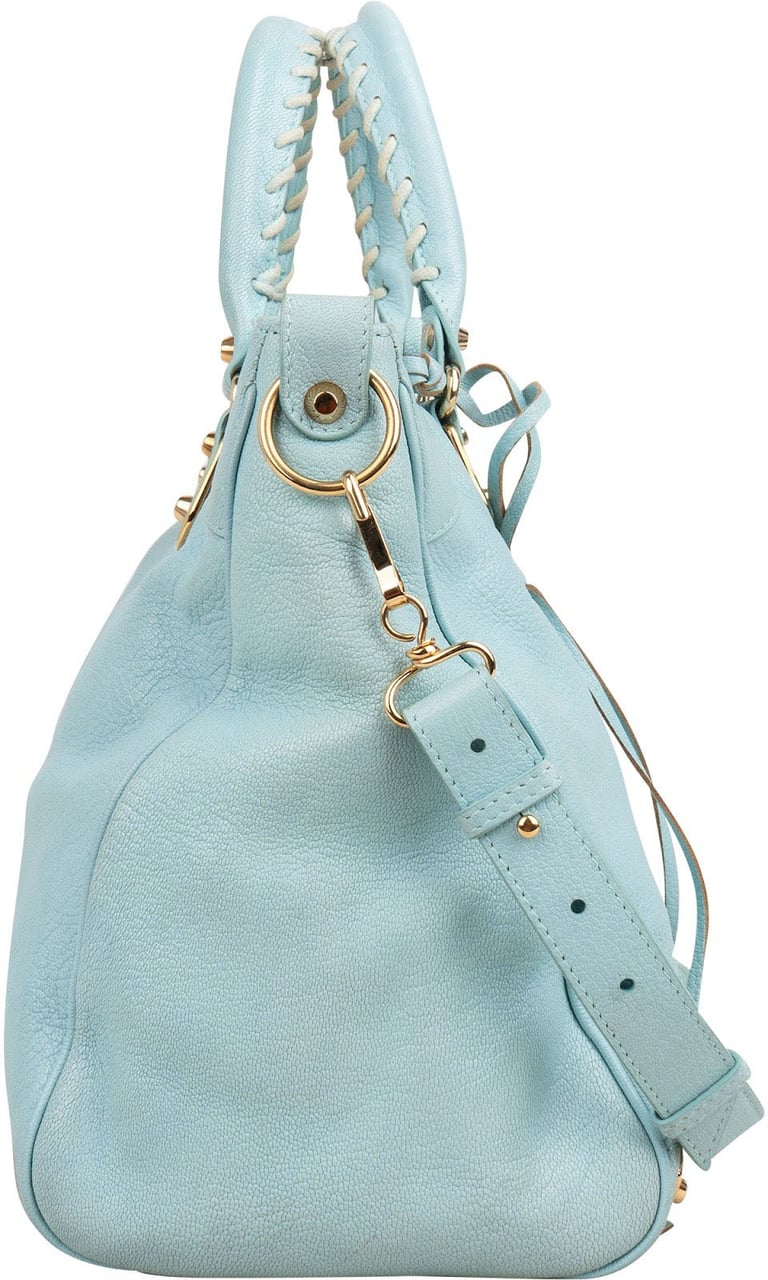 Balenciaga Blue Leather City Handbag Lichtblauw