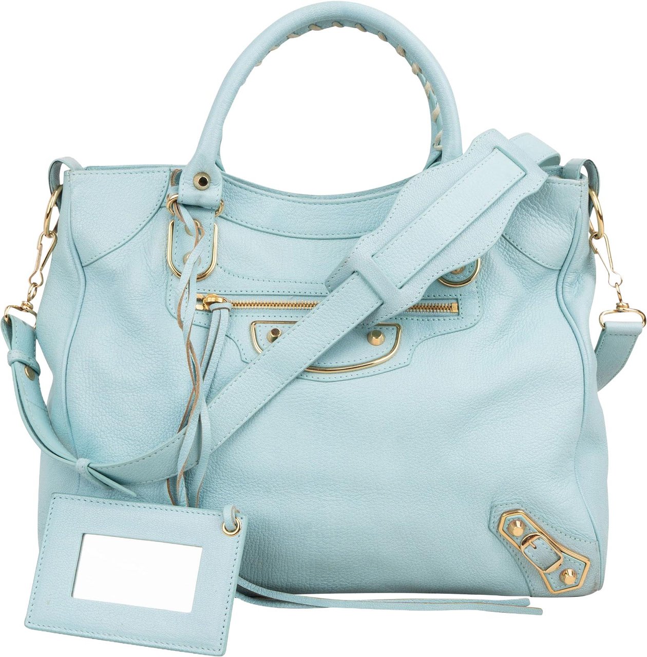 Balenciaga Blue Leather City Handbag Lichtblauw
