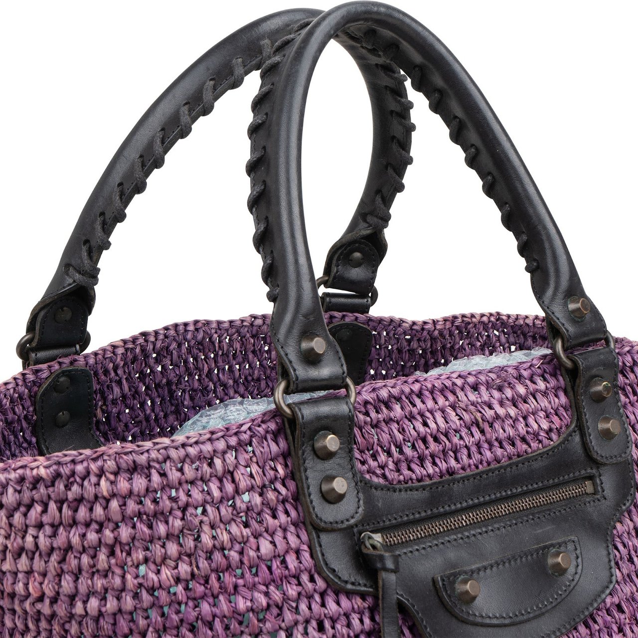 Balenciaga Balenciaga Raffia Panier Tote Handbag Paars