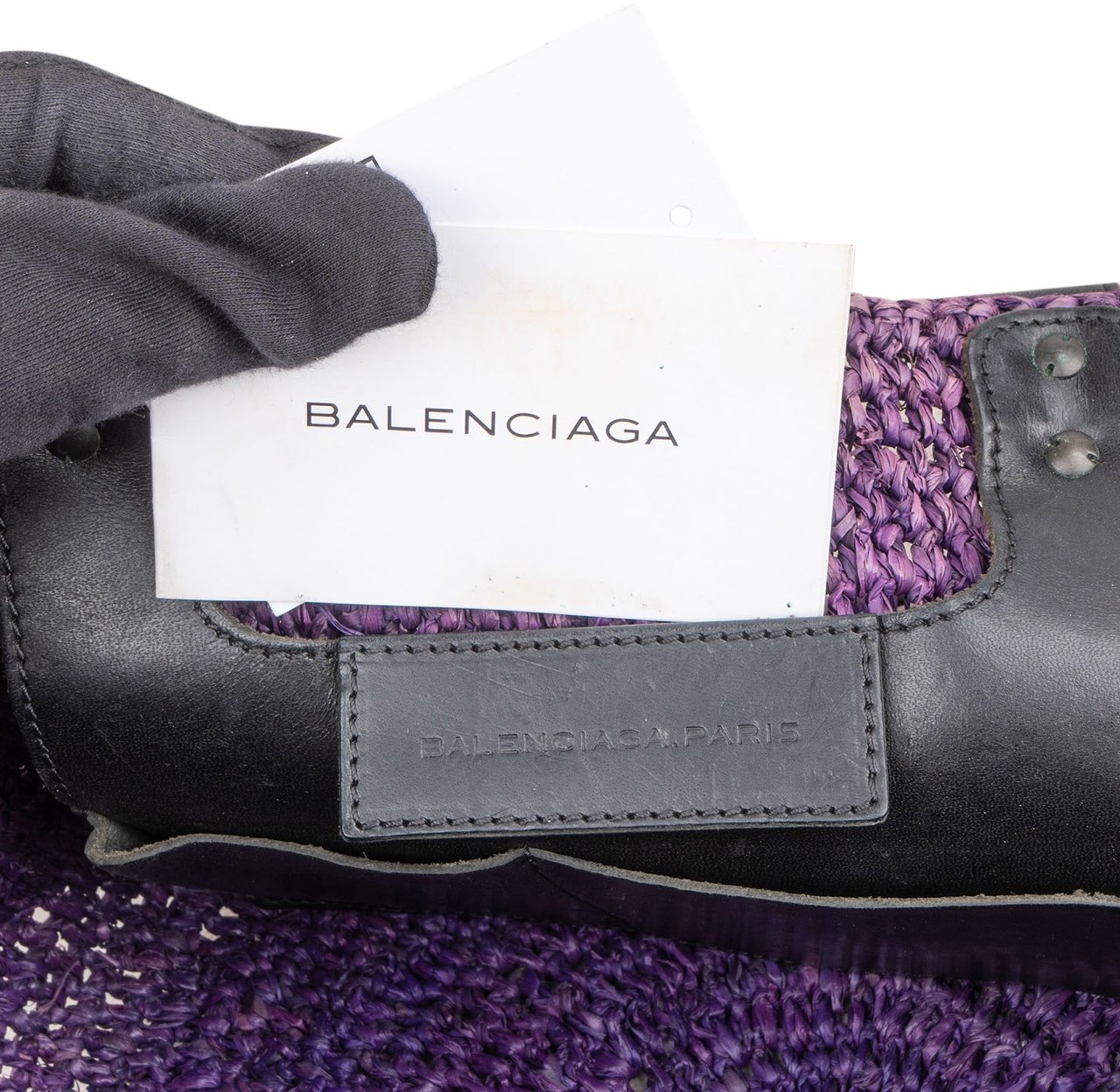 Balenciaga Balenciaga Raffia Panier Tote Handbag Paars
