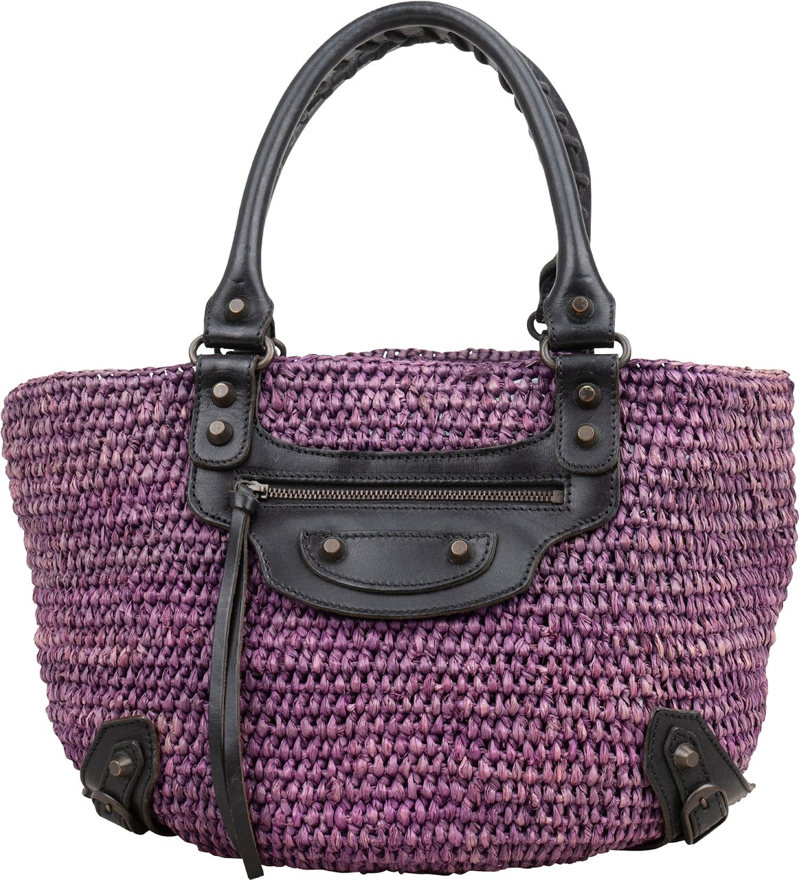 Balenciaga Balenciaga Raffia Panier Tote Handbag Paars