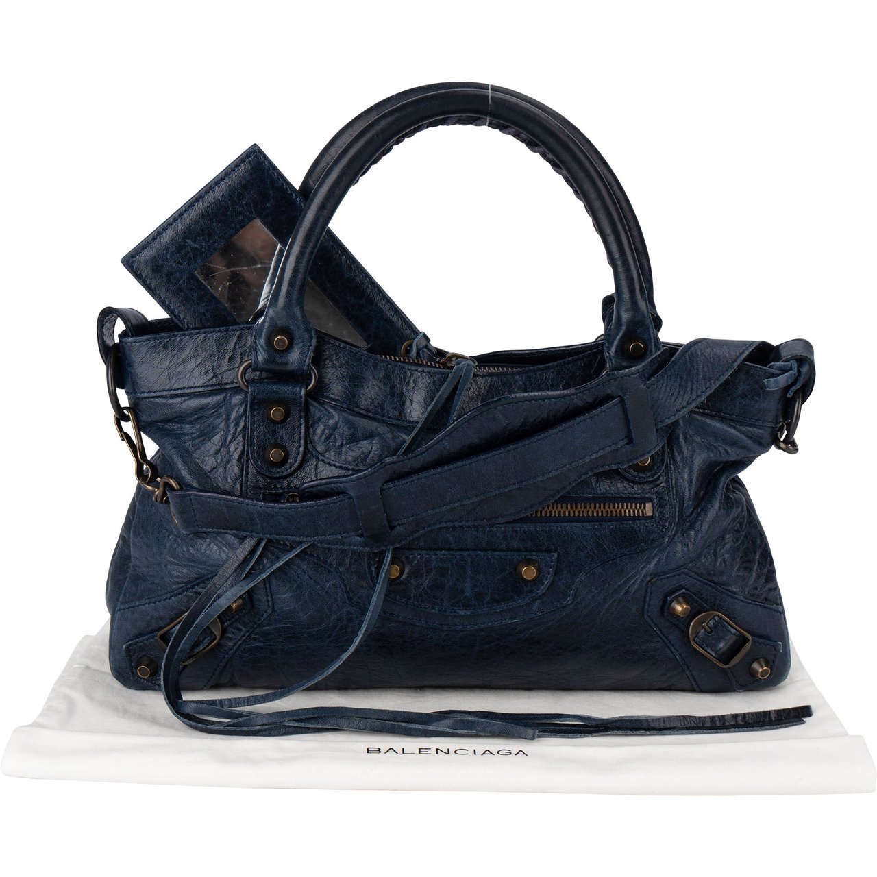 Balenciaga Balenciaga Blue Leather City Handbag Blauw