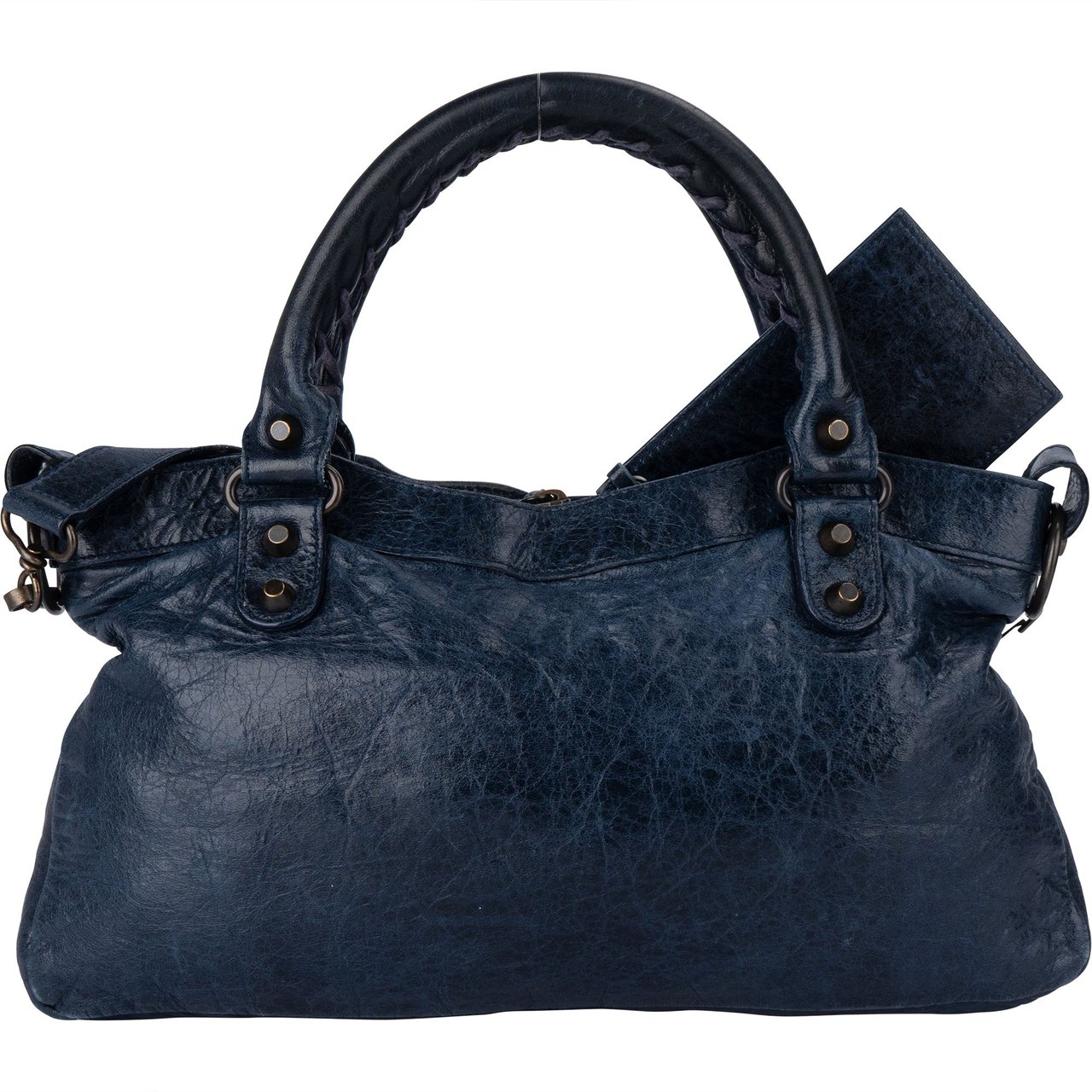 Balenciaga Balenciaga Blue Leather City Handbag Blauw