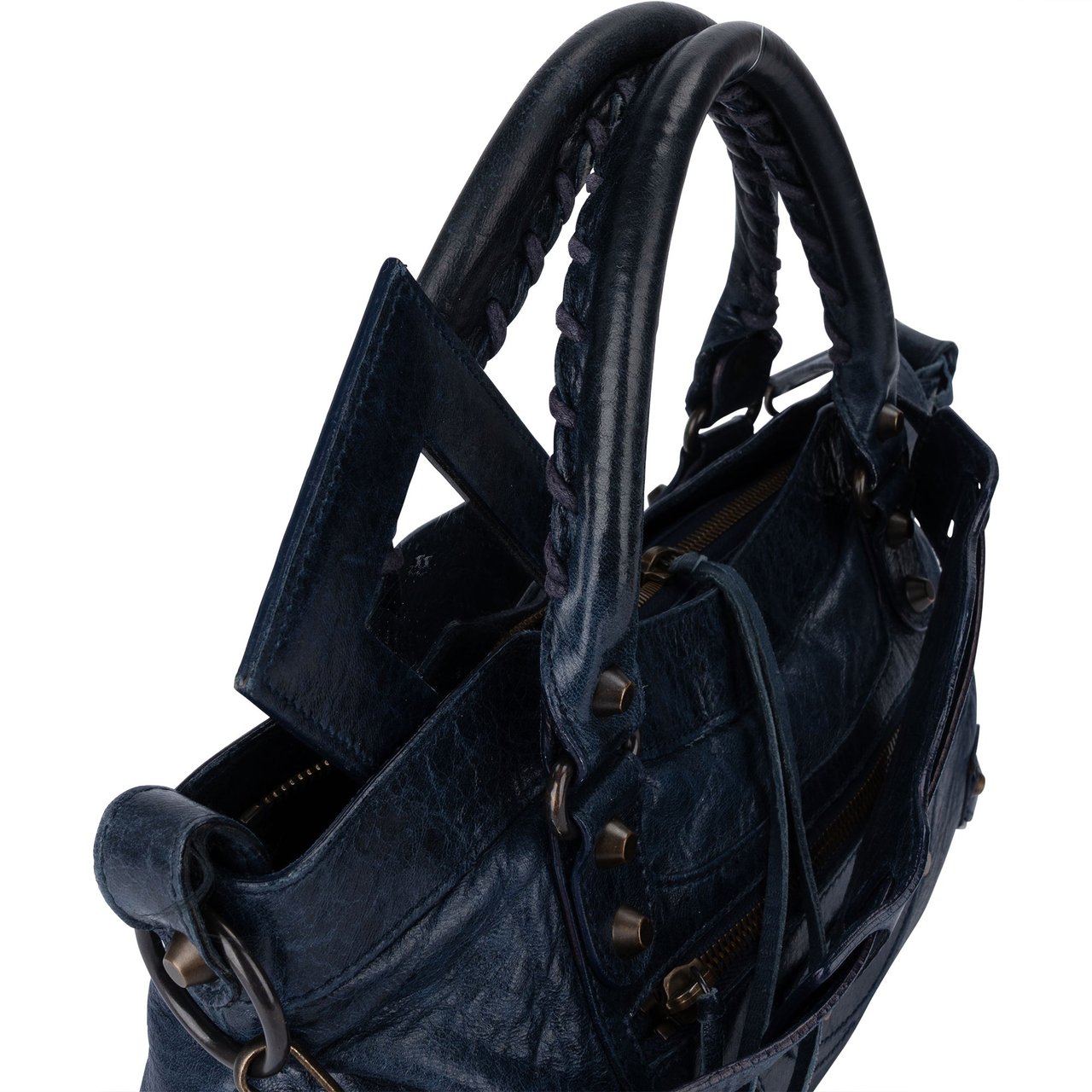 Balenciaga Balenciaga Blue Leather City Handbag Blauw