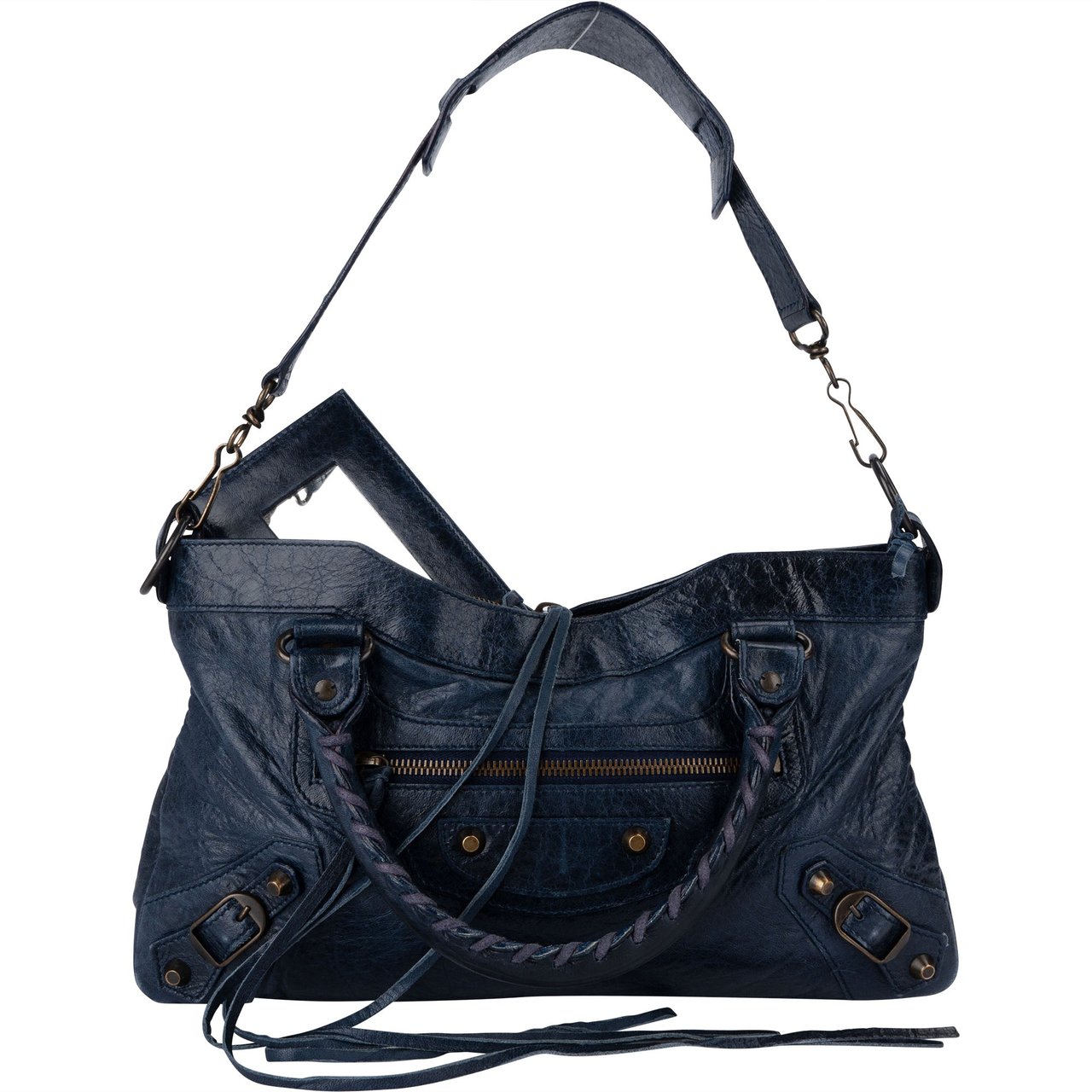 Balenciaga Balenciaga Blue Leather City Handbag Blauw