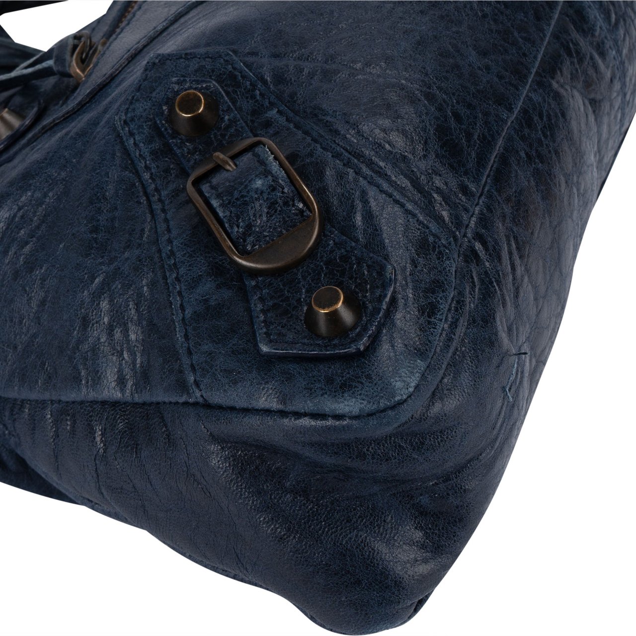 Balenciaga Balenciaga Blue Leather City Handbag Blauw