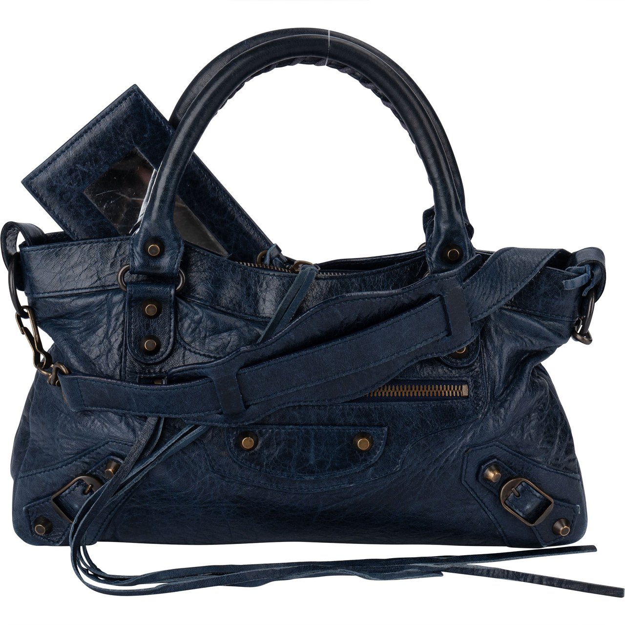 Balenciaga Balenciaga Blue Leather City Handbag Blauw