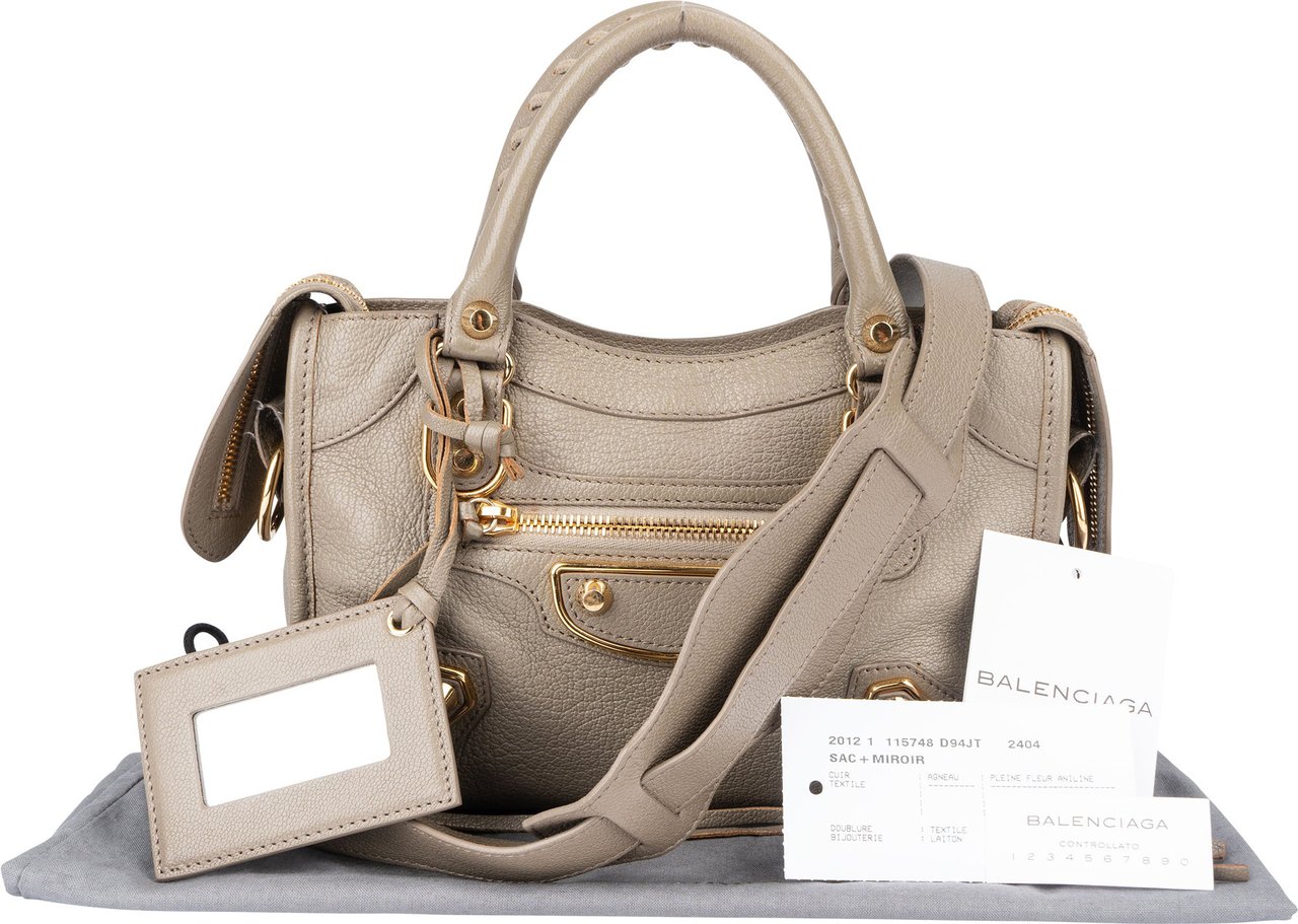 Balenciaga Balenciaga Grey Leather Mini City Handbag Divers