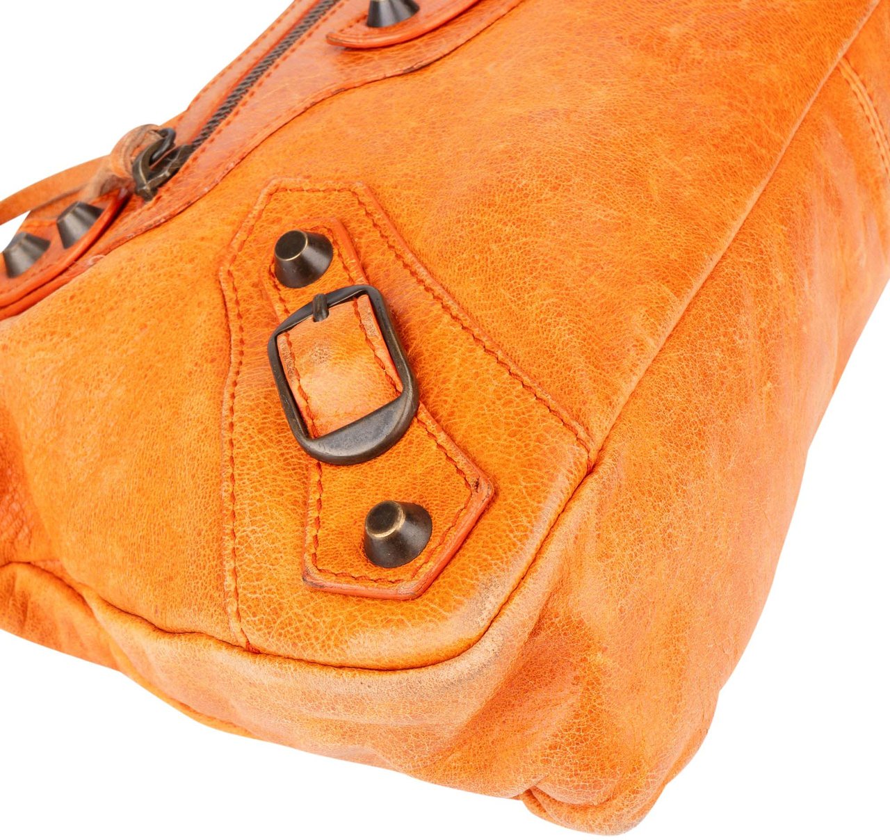 Balenciaga Balenciaga Orange Leather First City Handbag Oranje