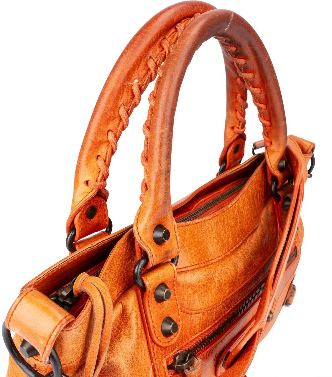 Balenciaga Balenciaga Orange Leather First City Handbag Oranje